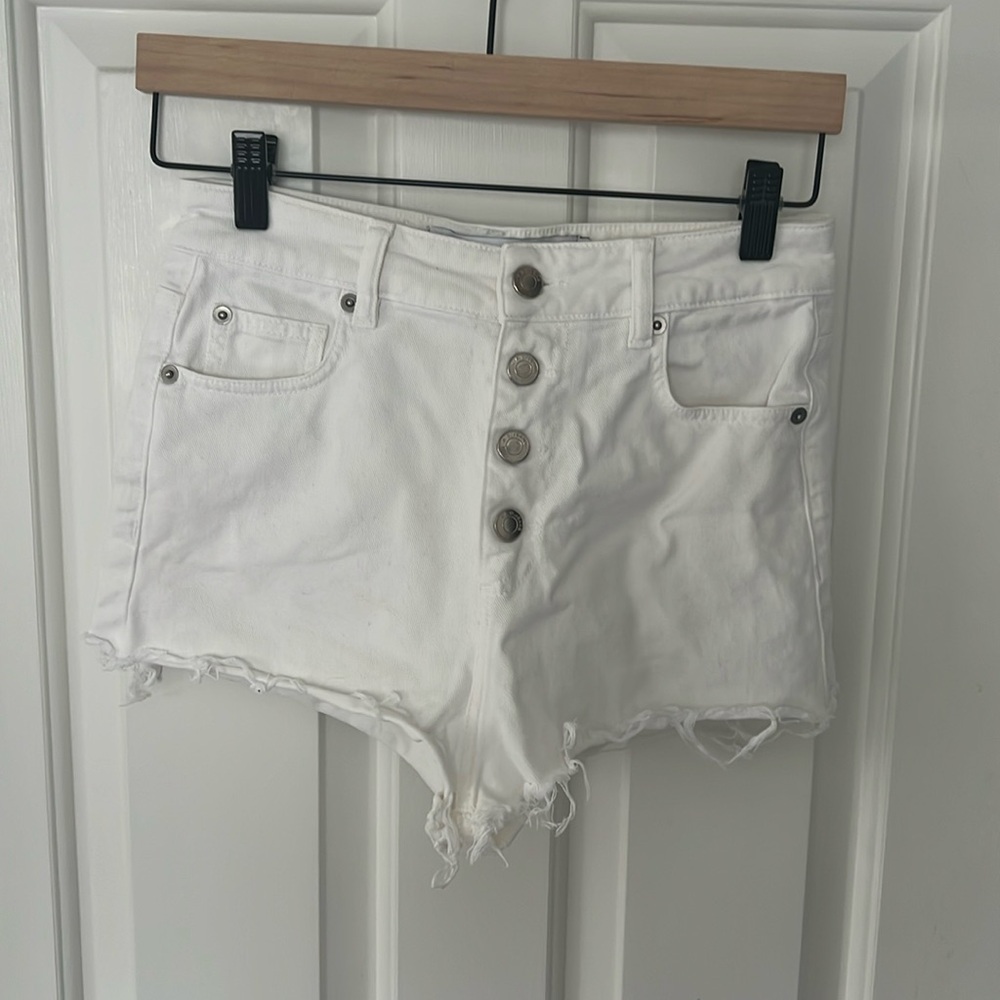 IRO Bastil Distressed White Denim Shorts Size 27